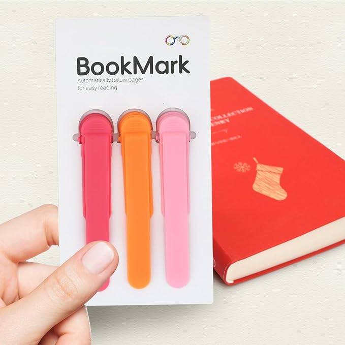 SMUK 3 Pieces Bookmarks for Women, Automatic Silicone Book Clip Bookmarks for Reading Women Men Book Lovers, Book Page Keeper Book Markers Reading Accessories Gifts
