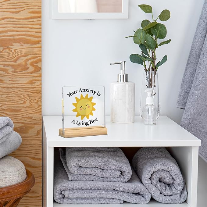 Funny Therapy Office Decor, Mental Health Office Desk Decor, Therapist Offices Must Haves, Gifts for Women Psychologist Therapist, Mental Health Awareness Acrylic Sign for Halloween Christmas Gift