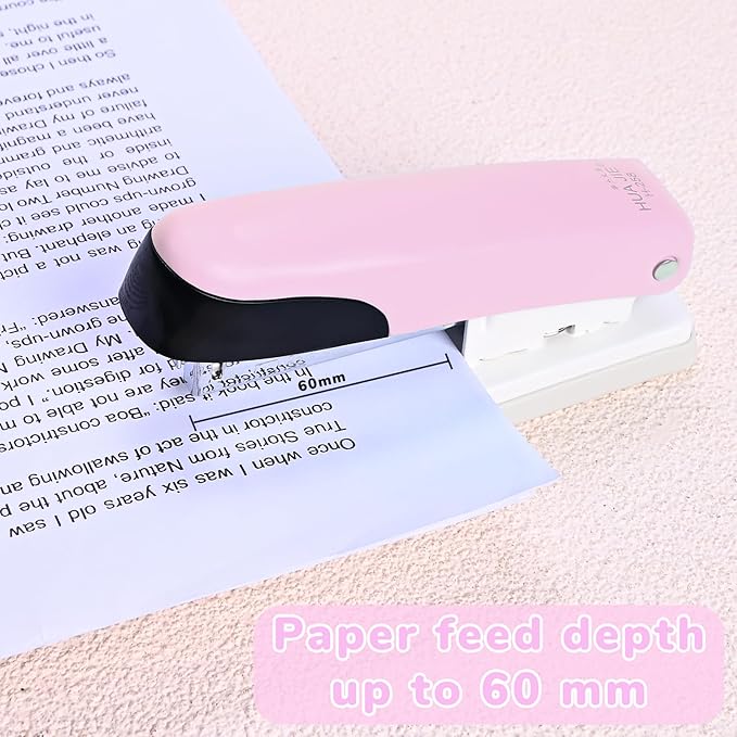 Temiary Stapler, Desktop Metal Staplers with 2000 Standard Staples, 25 Sheet Capacity, One Finger Stapling, Jam Free, No Effort Staplers for Classroom, Office or Desk (Pink)