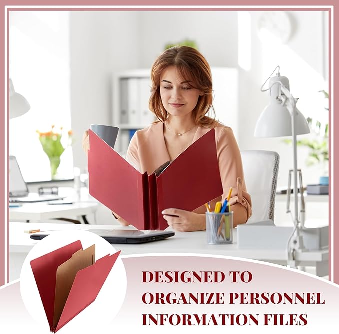 Skyygemm 72 Pcs Classification Folders Letter Size, 1 Divider Pressboard File Folder with Fasteners, Expanding File Organizer Bulk for Teachers, Clergy, Office, Church, Christmas Donations (Red)