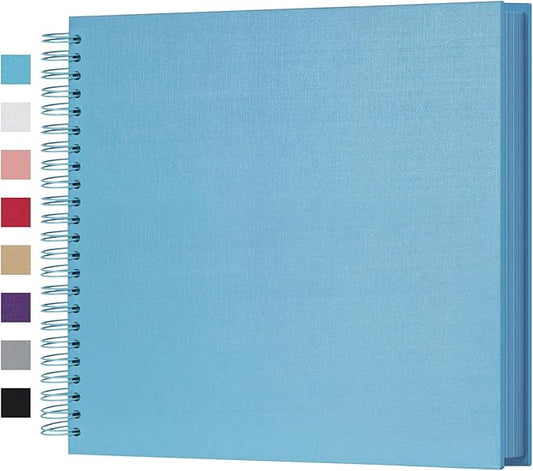 potricher 12 x 12 Inch Large DIY Scrapbook Photo Album 80 Pages Thick Kraft Blank Blue Paper Memory Book for Wedding and Anniversary Family (Blue, 12 Inch)