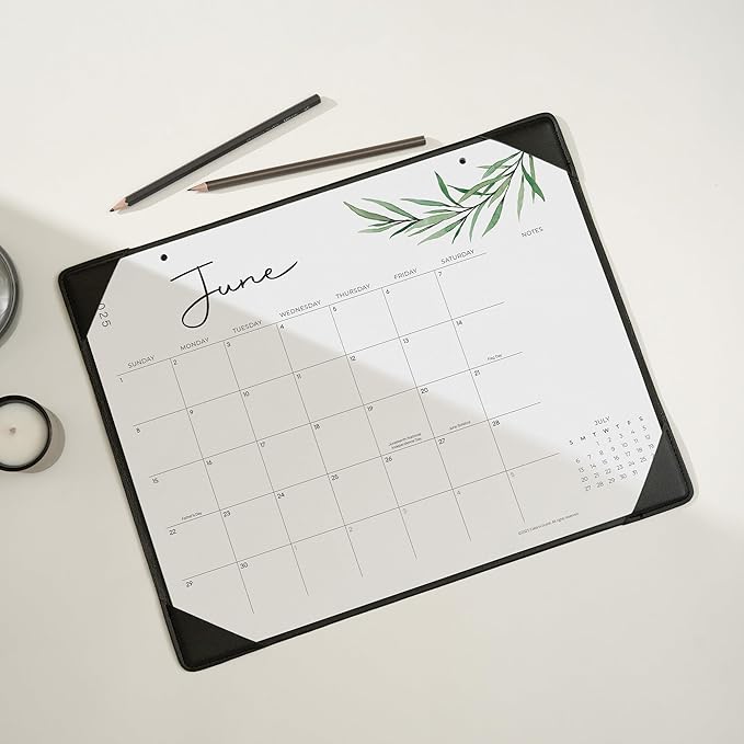 Cabbrix Desk Calendar 2025-2026 with Desktop Mat, Simple Desk Pad Calendar 15 x 12 Inch Include July 2025 to June 2026, Desk Blotter Calendar for Home School and Office