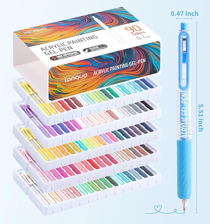 Gel Pens For Coloring, 90 Colors Retractable Colored Pens for Black Paper & White Paper, 0.7mm Fine Point Colorful Pens for Coloring, Writing, Drawing, Journaling, Note Taking, School, Office, Home