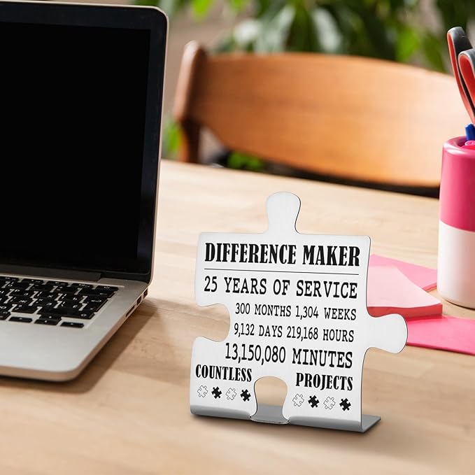 Thank You Appreciation 25 Year Work Anniversary Plaque Gifts, 25th Work Anniversary Decor Gifts for Women, Men, Employee, Coworkers, Happy 25th Work Anniversary Decorative Signs Plaques WDD14