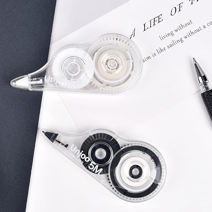 White Correction Tape Dispenser, Fast Clean and Easy to Use Tear-Resistant Tape, For school Supplies, Office (12pack, 5M/196, Tape Width 0.2in)