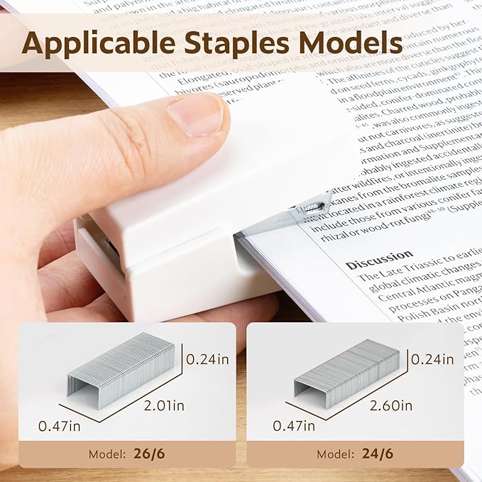 Mini Stapler with 830 Staples, Small Cute Desk Staplers, 25 Sheet Capacity, White