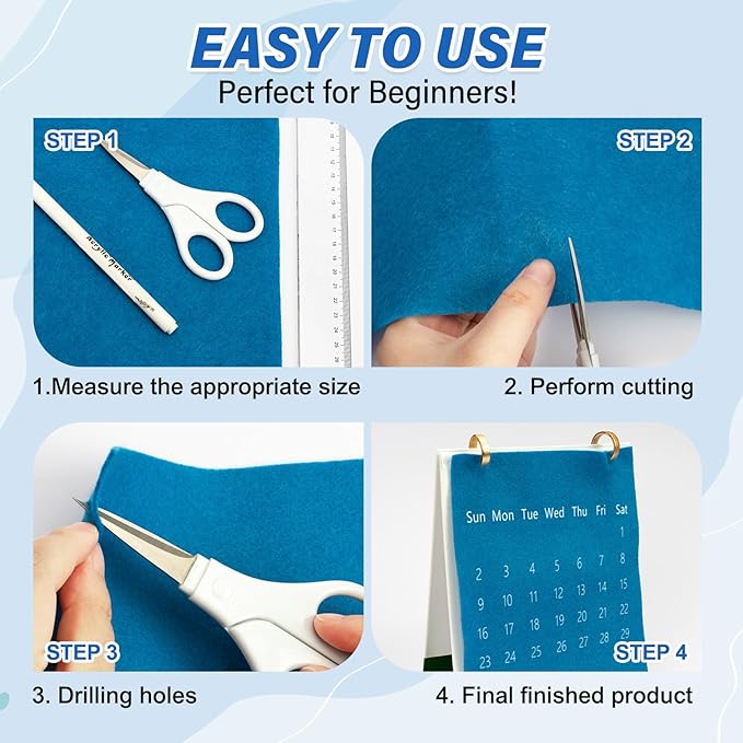 XSEINO 13 Rolls Blue Felt Fabric,8"x35"(20.5x90cm) 1.4mm Thick Soft Felt Fabric Sheet for Crafts,Blue Series Colors Soft Nonwoven Fabric,Fit for Decoration, Sewing, DIY Crafts