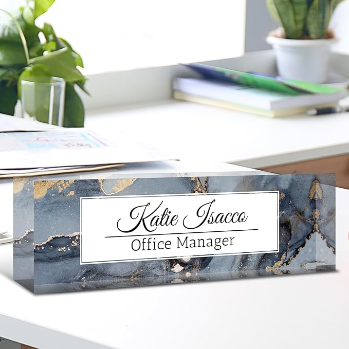 Desk Name Plate Personalized, Custom Name Plate for Desk, Acrylic Desktop Accessories, Office Gift & Decor for Women Men, Teacher Nurse Boss Employee Appreciation Gifts