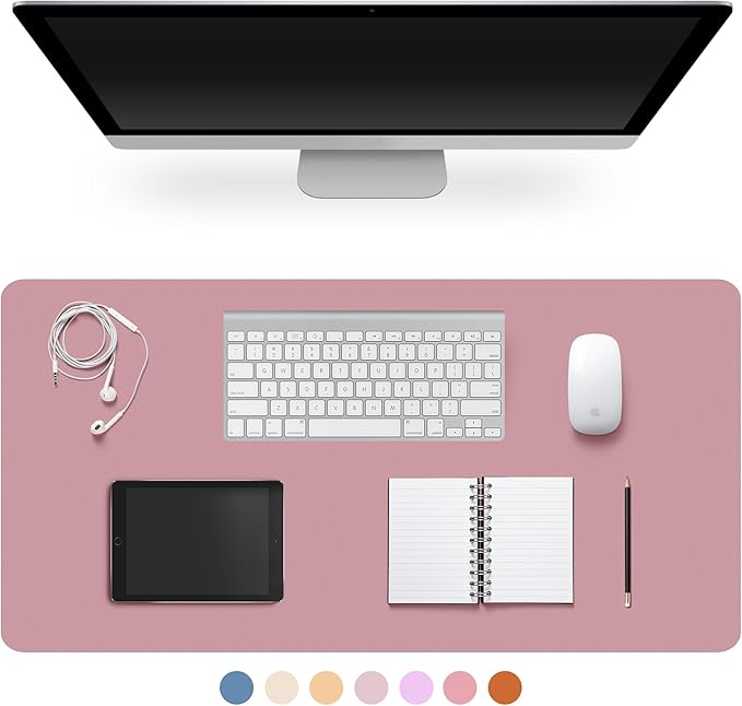 CADONO Leather Desk Pad Protector, Non-Slip PU Leather Large Mouse Pad, Easy Clean, Writing Pad for Office/Home/Decor (Pink, 23.6" x 13.7")