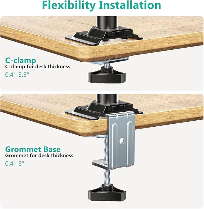 WALI Laptop Tray Desk Mount, Laptop Arm Mount Fits 10-15.6 Inch Notebook, 2-in-1 Gas Spring Monitor Arm for 17-32 Inch Computer Screen, Holds up to 22lbs(GSDM00LP), Black