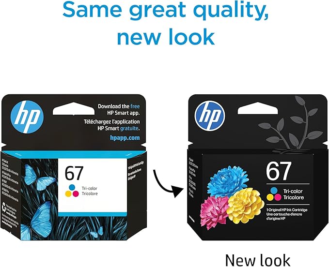 HP 67 Tri-Color Ink Cartridge for HP Printers | Works with DeskJet 1255, 2700, 4100 Series; ENVY 6000, 6400 Series | Eligible for Instant Ink | 3YM55AN