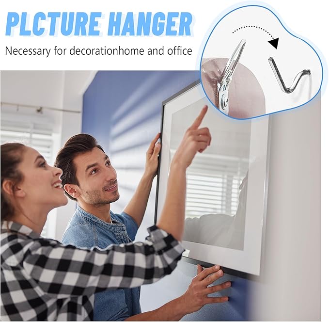 20pcs Black Super Hook Picture Hangers and Office Pack, Drywall Hooks for Hanging Pictures, Wall Hooks, Picture Hangers, Picture Hanging Kit，Hang Art, Clock, Shelves, Mirrors
