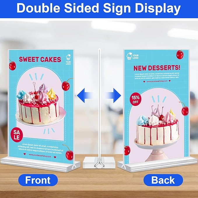 Acrylic Sign Holder 4x6 Vertical Plastic Signs Acrylic Frame Display Signs Table Stand Bulk 6 Pack