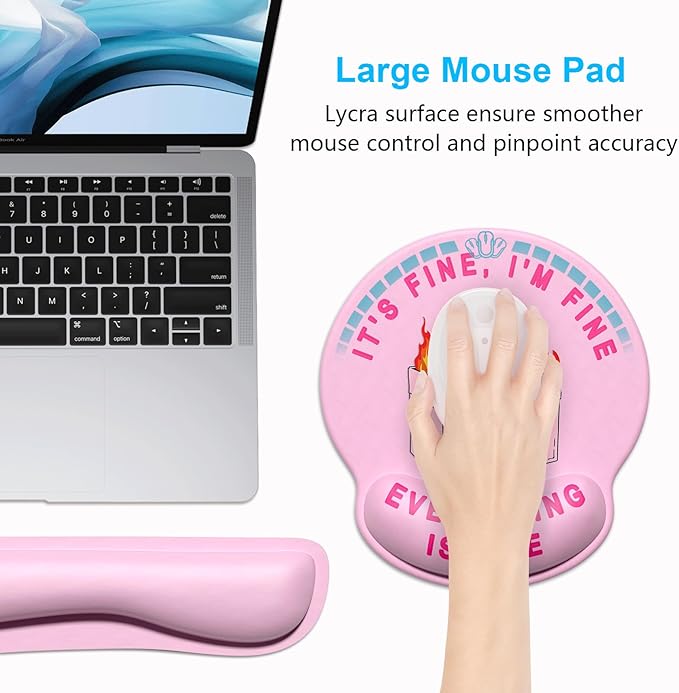 Dapesuom Keyboard Wrist Rest and Mouse Pad with Wrist Support, Cute Memory Foam Cushion for Keyboard and Mouse Set, Desktop Pad Rests with Non Slip Base for Easy Typing & Pain Relief, Pretty Dumpster
