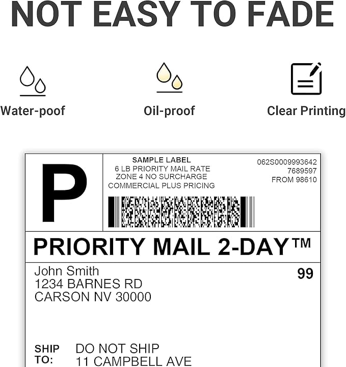 4x6 Thermal Labels, Shipping Address Label (Pack of 250 4x6 Roll Labels) - Compatible with JADENS, ASprink, Phomemo, Rollo, Zebra, Omezizy and Other Thermal Printers