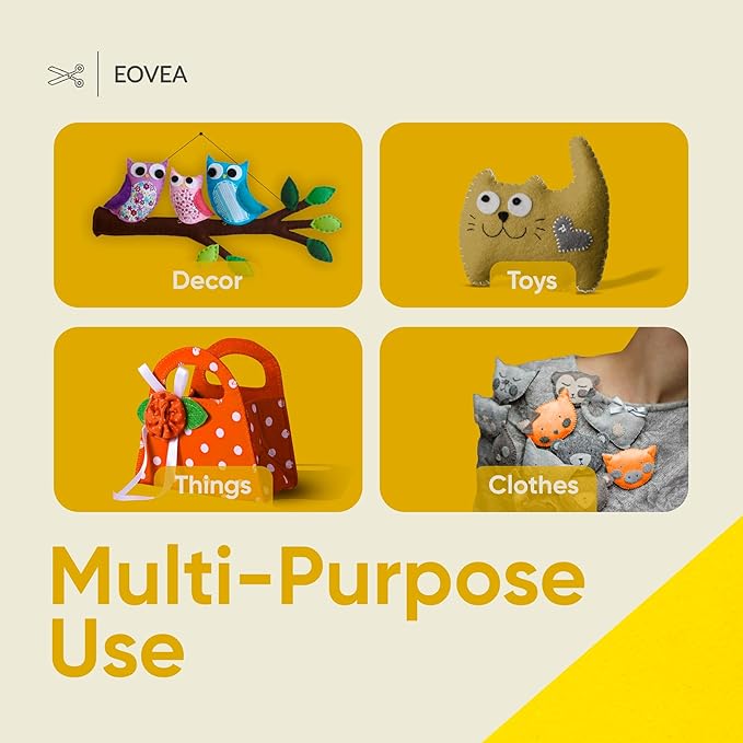 EOVEA | Acrylic Felt Fabric by The Yard - Non-Stiff, Soft Material - 72" Wide - 1.6mm Thick Felt Sheets for DIY Crafts, Sewing, Upholstery, Cushion, Padding(Yellow, 5 Yard)