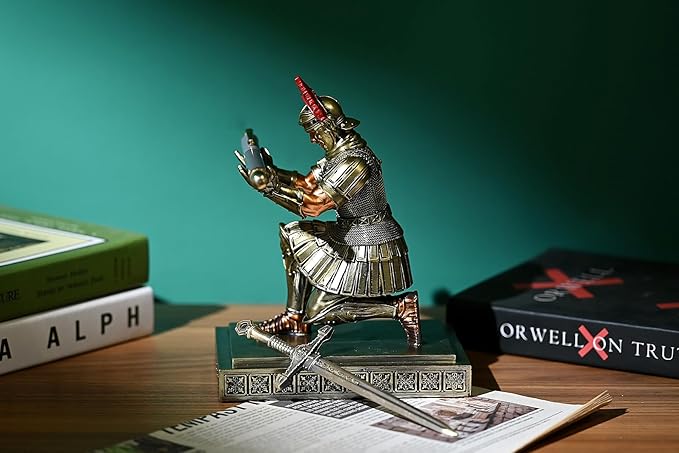 Roman Legion Soldier Knight Pen Holder Pen Stand Desk Organizers and Accessories for Office and Home(Bronze)