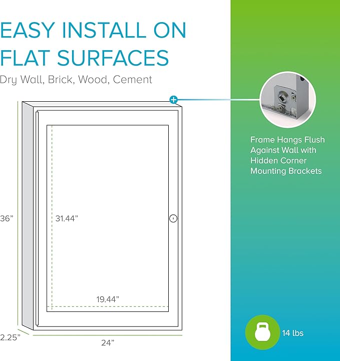 Ghent 36"x24" 1-Door indoor Enclosed Recycled Rubber Bulletin Board, Shatter Resistant, with Lock, Satin Aluminum Frame,Black (PA132TR-BK),Made in the USA