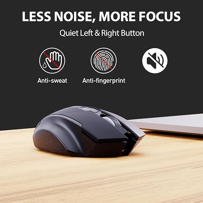 INPHIC Wireless Mouse Rechargeable, Upgraded Visible Battery, 2400 DPI, Silent Ergonomic Computer Wireless Mouse for Laptop, Mac, PC etc.