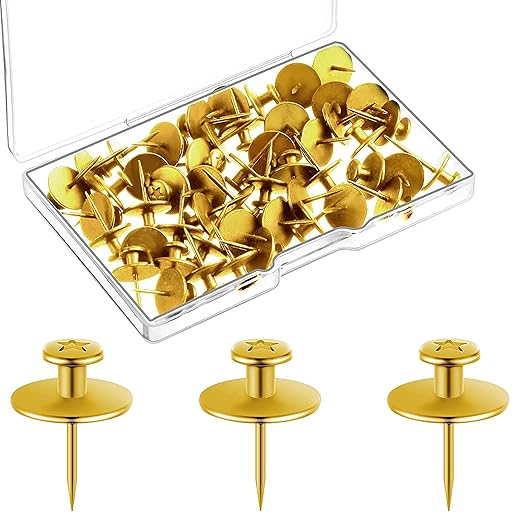 Push Pins Picture Hangers Double Headed Thumb Tacks Wall Hooks for Wall Hangings Picture Hangers Nails Small Photo Hanging Hook Pins for Home Office Photo Decor(Gold,25 Pieces)