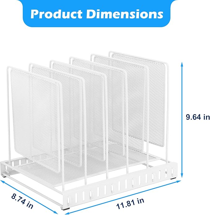 EASEPRES 5 Section Vertical Metal Mesh Desk File Organizer, Spacing Adjustable Upright Desktop Paper Mail Document Magazine Sorter Folder Holder for Workspace Office School Home, White
