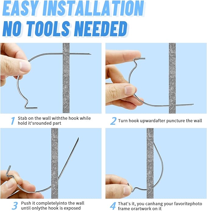 30pcs Black Super Hook Picture Hangers and Office Pack, Drywall Hooks for Hanging Pictures, Wall Hooks, Picture Hangers, Picture Hanging Kit，Hang Art, Clock, Shelves, Mirrors