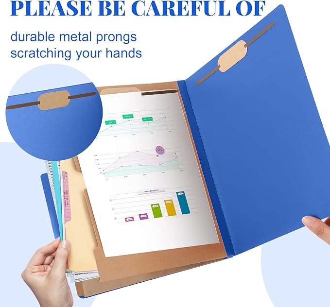 Skyygemm 36 Pcs Classification Folders Letter Size, 2 Pocket Dividers Pressboard File Folder with Fasteners, Expanding File Organizer Bulk for Teachers, Clergy, Office, Church, Christmas (Dark Blue)