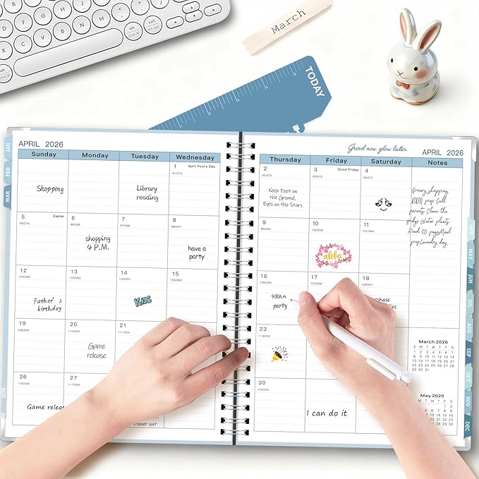 GuassLee Large 2026 Planner, Weekly and Monthly Planner from January 2026-December 2026, 8.5"x 11" Calendar Agenda Book with Back Pocket, Stickers for Home Office School Supplies, A4 Size, Sky Blue