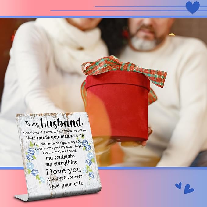 Husband Gifts from Wife To My Husband Sign Plaque Gift Wedding Anniversary Romantic Gifts for Husband Birthday Christmas Valentine's Fathers Day from Wife 4 x 4 inch XUV67