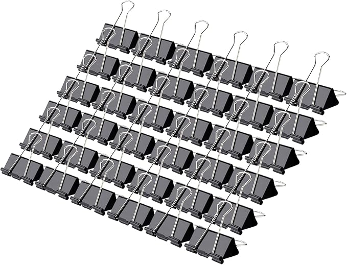 Binder Clips, Qimailer Medium Clips,36 Pcs 1.25 Inch,Black Metal Binder Clips and Paper Clips for Office, Home, School
