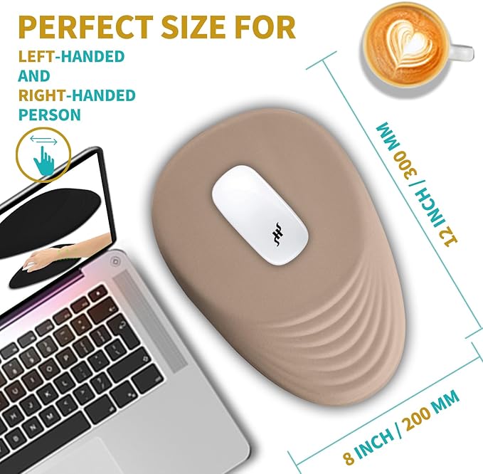 Hokafenle Ergonomic Mouse Pad Wrist Support with Stepped-Wedge Design, Wrist Rest Pain Relief Mousepad Filled with Memory Foam, Carpal Tunnel Mousepad for Wireless Mouse(12x8 inch,Sand Color)