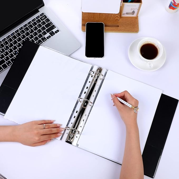 TaoBary 10 Pack 3 Inch Binders 3 Ring Heavy Duty Black Round Rings Bulk 11.6" x 10.4" Presentation Folder View Binder with Pockets Binder for Christmas Office Gifts Supplies Teacher Student Home