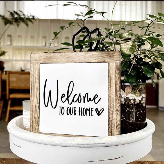 Welcome Sign, Wooden Box Signs for Home Decor, Freestanding Welcome Decor Sign, Farmhouse Decor for Entryway, Front Door Decortion, Housewarming Tabletop Decortion
