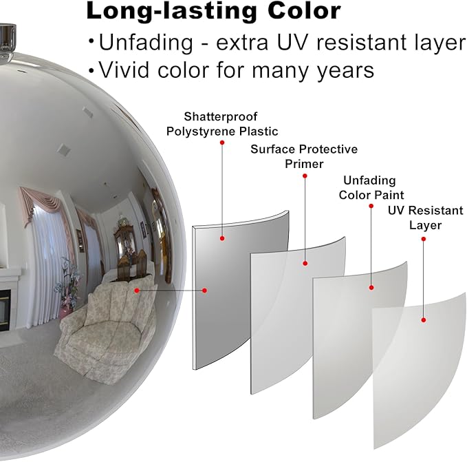 Silver 6.0" Extra Large Christmas Balls - Christmas Tree Decoration Ornaments Shatterproof Hanging Shiny Balls for Birthday Holiday Wedding Decorations Set of 2pcs