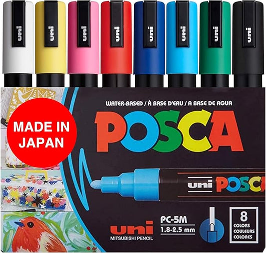 POSCA 8-Color Paint Marker Set, PC-5M Medium