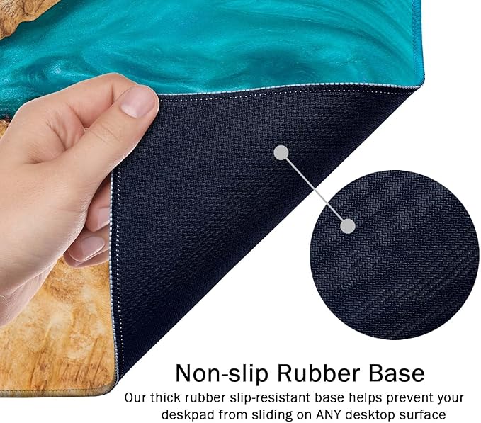 SSOIU Large Mouse Pad, Full Desk XXL Extended Gaming Mouse Pad 35.5" X 15.7", Waterproof Desk Mat with Stitched Edge, Non-Slip Laptop Computer Keyboard Mousepad for Office & Home, Petrified Wood