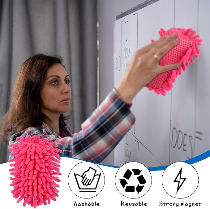 Sherr 30 Pcs Microfiber Shag Dry Erasers Bulk Magnetic Whiteboard Eraser Washable Colorful Chalk Board Eraser Markers Chalk Home School Classroom Office Supplies(Bright Color)