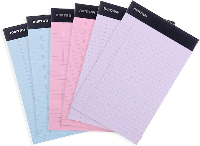 Mintra Office Legal Pads, ((xBasic, 5in x 8in, (Pastel), 36pk (6-6pks))