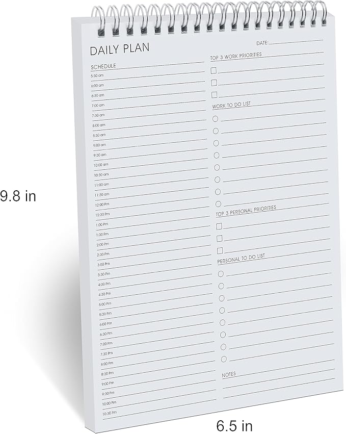 Daily Shedule Planner Hourly Appointment Planner Personal Organizer with Work To-Do List, Priorities 6.5 x 9.8