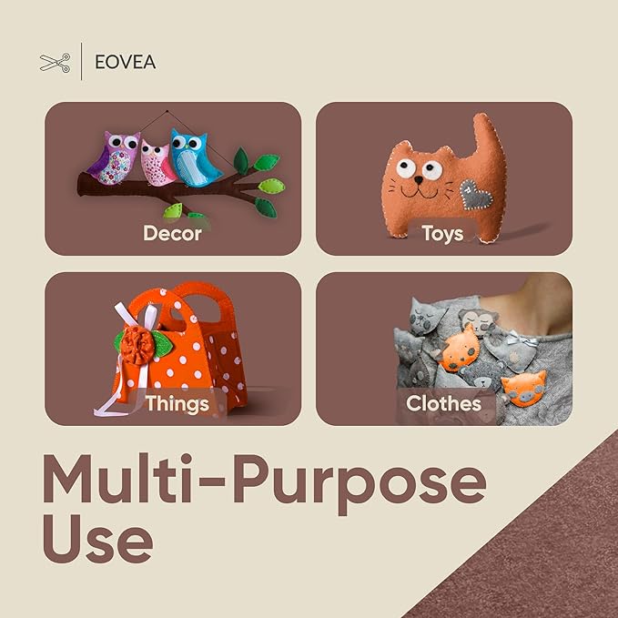 EOVEA | Acrylic Felt Fabric by The Yard - Non-Stiff, Soft Material - 72" Wide - 1.6mm Thick Felt Sheets for DIY Crafts, Sewing, Upholstery, Cushion, Padding(Brown, 2 Yards)