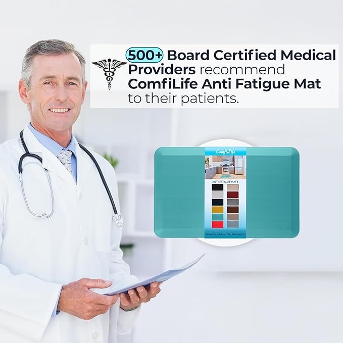 ComfiLife Anti Fatigue Floor Mat – 3/4 Inch Thick Perfect Kitchen Mat, Standing Desk Mat – Comfort at Home, Office, Garage – Durable – Stain Resistant – Non-Slip Bottom (20" x 39", Teal)