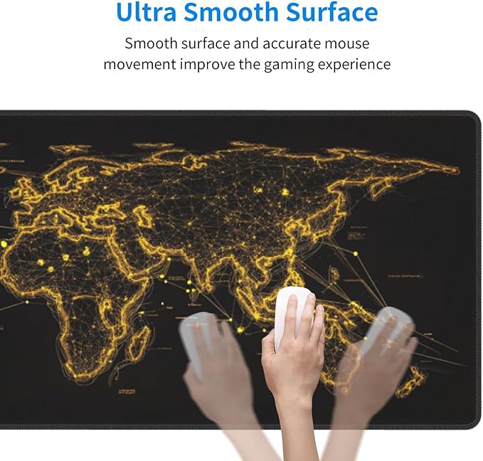 Map Mouse Pad 31.5 X 11.8 Inch Big Desk Rubber Base Stitched Edges Keyboard Pad XXL Mouse Mat for Home Game and Office