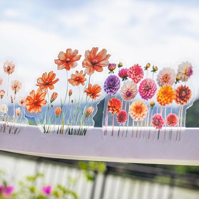 AurriiLeaf Viewing Flowers PET Sticker Set, 120PCS Floral Ephemera for Scrapbooking, Journaling, Crafting, DIY Projects, Diaries, and Art Supplies