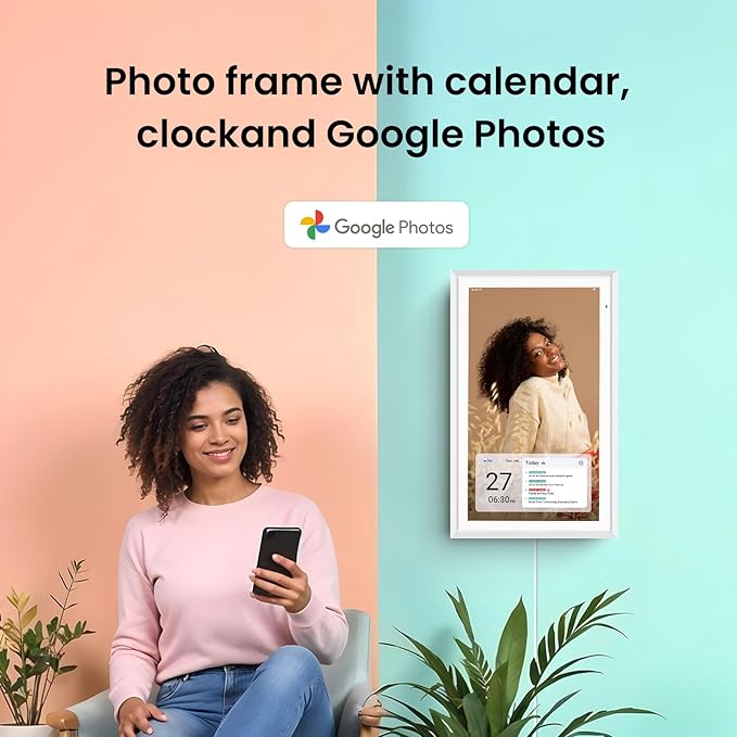 ApoloSign Digital Calendar: Electronic Calendar, Smart Touchscreen Interactive Display for Chore Chart, Family Schedules Planner, Supports All Apps via Google Play (White, 15.6-inch)