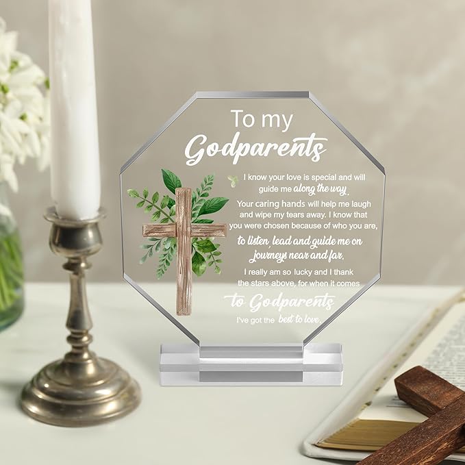 Yopyame Acrylic Gift for Godparents - Godparents Gifts from Godchild for Women Men Thank You for Being My Godparent Acrylic Plaque Office Table Decor Birthday Christmas Keepsake Gift for Godparents