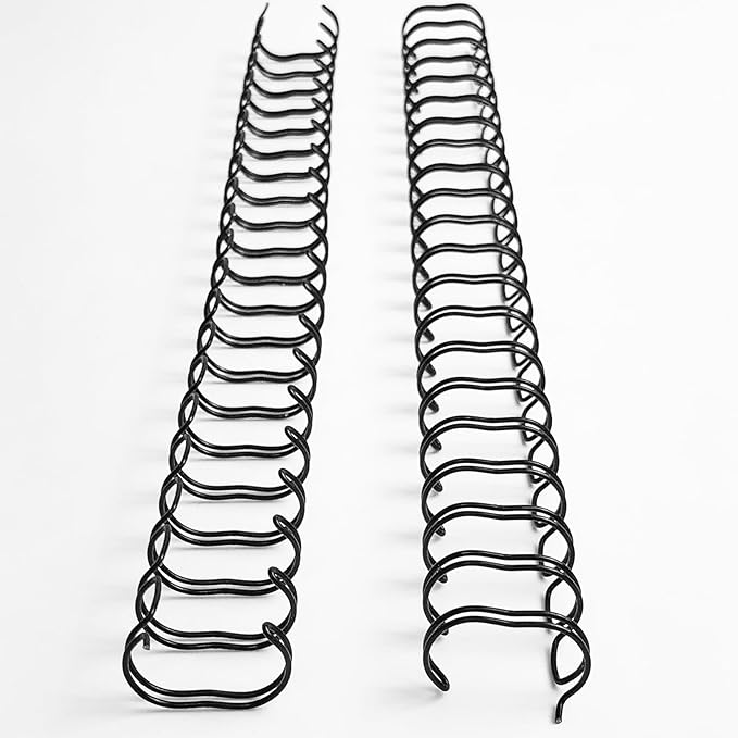 Binditek 50 Pack Double Loop Wire Binding Spines, 9/16 Inch Binding Wire for Letter Size, 2:1 Pitch, 120 Sheet Capacity, 21-Loop, Black, for Students and Coworkers