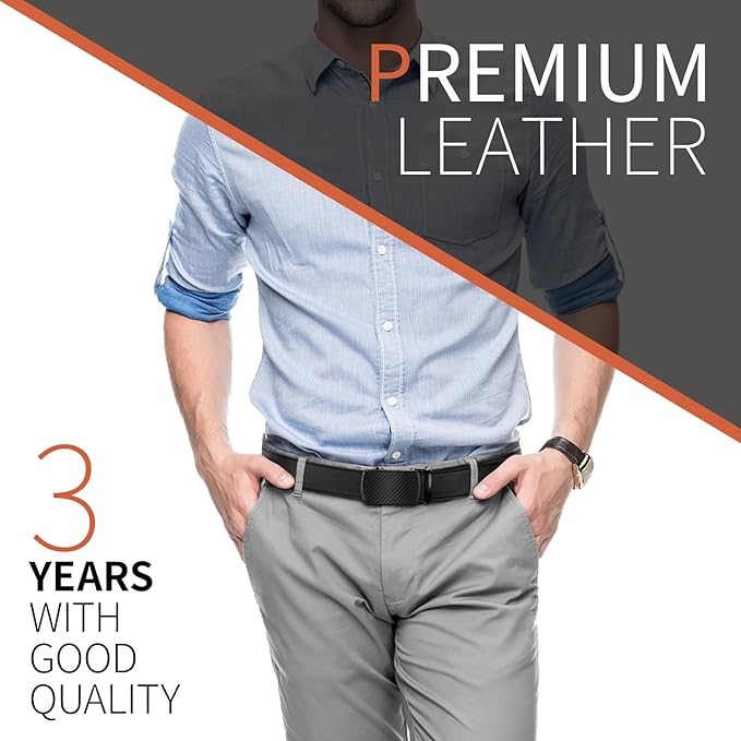 Zitahli Ratchet Belt for Men - 2 Packs Leather Mens belt For Gift Men Dress and Casual,Trim to Fit