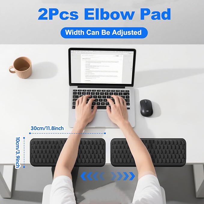 L-Shaped Desk Edge Pad & Arm Rest Pads – Ergonomic Wrist Rest for Computer Desk, Memory Foam Arm Rest for Keyboard and Mouse, Gel Comfort Support for Typing, Gaming, Office, Carpal Tunnel Relief