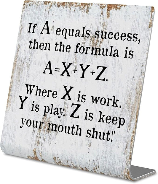 Funny Desk Signs for Work Office, If A Equals Success Signs, Work Office Decor for Women Men,Office Desk for Colleague Coworker Work bestie Friend, Office Humor Decor Sign Plaque XB285
