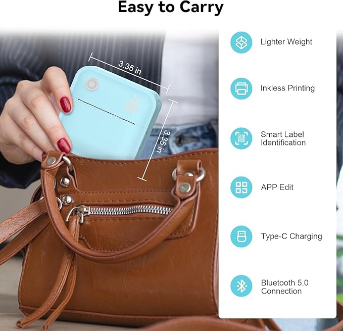 Upgraded Bluetooth Label Maker Machine - Portable Mini Thermal Sticker Printer Supports 14 Different Label Sizes with 300 DPI Inkless Tech Suitable for Home,Office,School Storage and Signage (Blue)